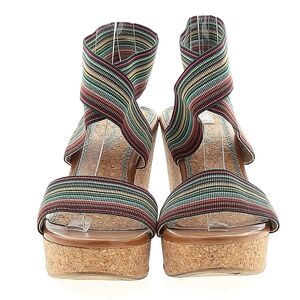 Splendid Multicolor Striped Cork Wedge Sandals